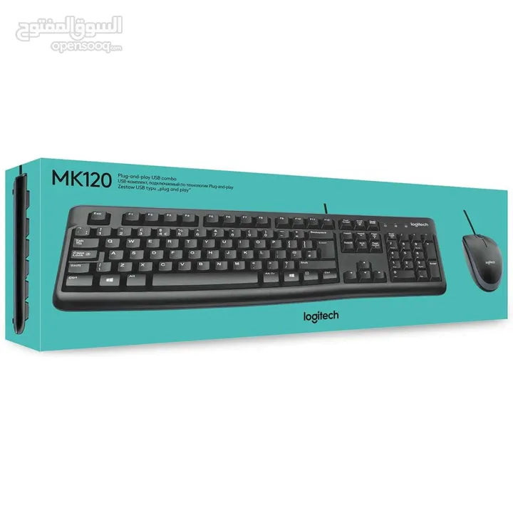 ماوس + كيبورد سلكي مكتبي معرب من شركة لوجيتيك أصلي LOGITECH MK120 USB DESKTOP WIRED KIT