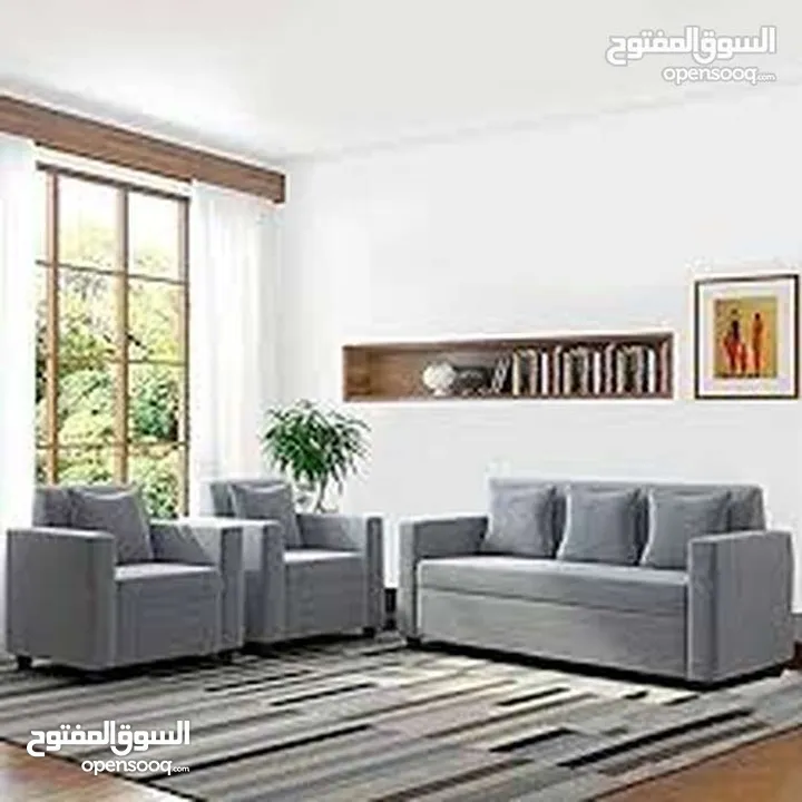 Sofa set Solid Frame and Silver Tax Fabric