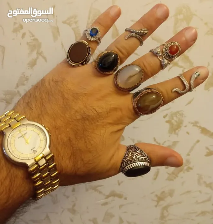 خواتم فضه مطعمه بالحجر الكريم
