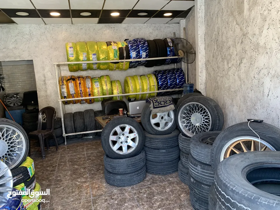 محل اطارات و جنطات كامل للبيع جاهز بداعي السفر