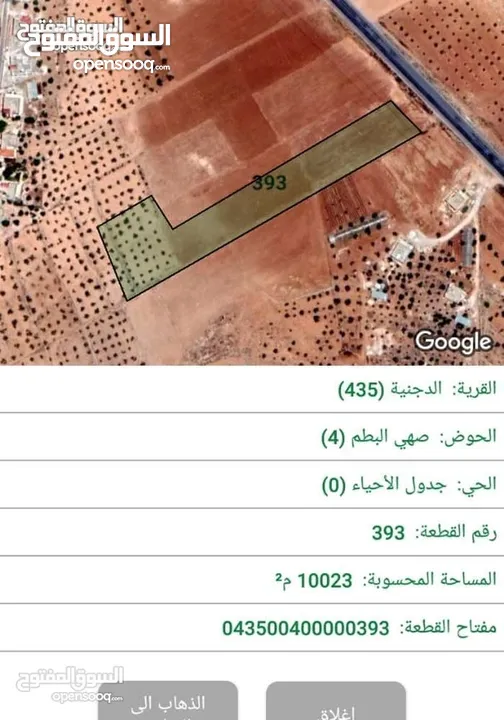 10 دنمات للبيع في منطقة الدجنيه