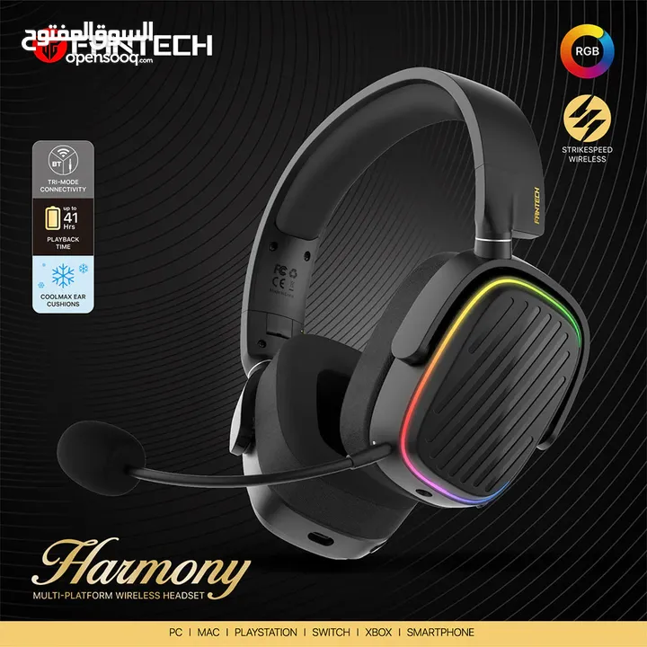Fantech WHG02 Wireless Headset Harmony سماعة فانتيك هارموني تعمل على جميع الأجهزة ب3 طرق مختلفة