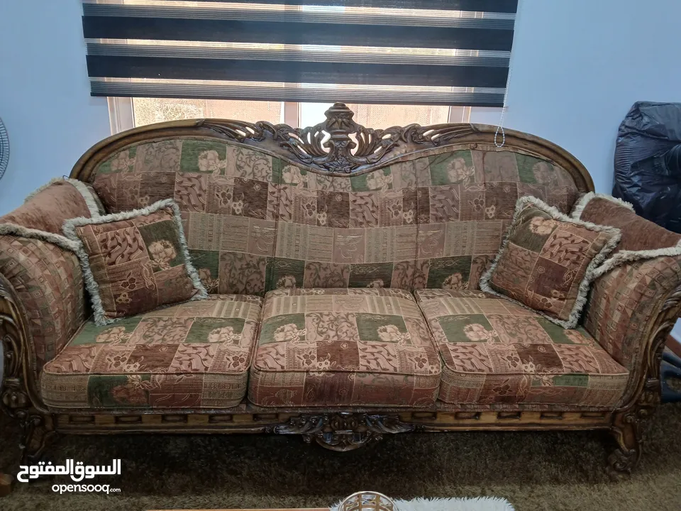طقم كنب زان+طربيزات زان وزجاج