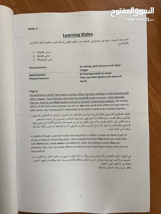 دوسية شاملة لمنهاج اللغة الإنجليزية لصف الحادي عشر الفصل الأول بطريقة سهلة ومبسّطة