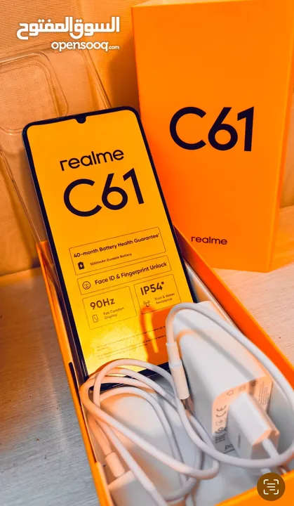 هاتف realme جديد  استعمال يومين مع ملحقاته + كفالة 18 شهر