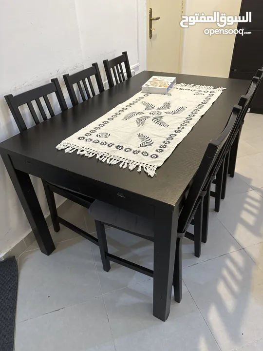 IKEA DINING table (extendable) + 6 chair + Chair cushion