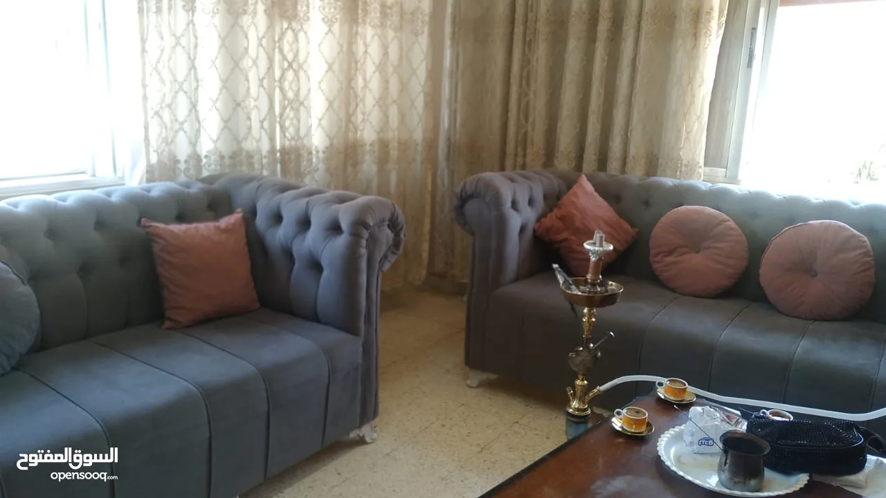 طقم كنب تفصيل ثلاثيه عدد2 وثنائيه سكني وزهر الطقم احلا من الصور