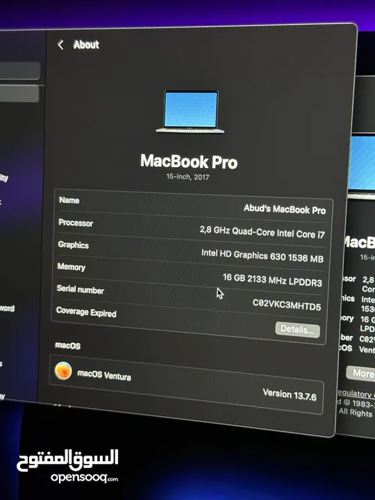 MacBook Pro 15’ i7 250gb 16gb ram with Touch Bar