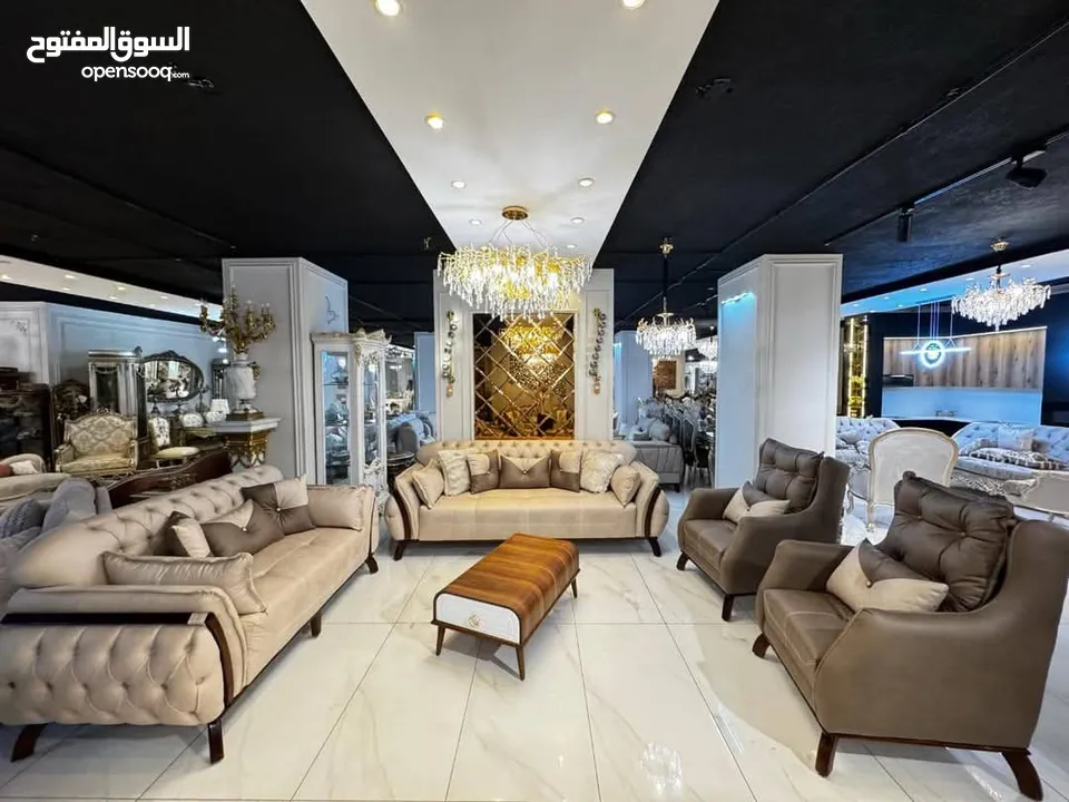 افخم أشكال الكنب المصنوع من خشب السويد الكامل وقماش الدانلوب وقماش الوتر بروف الفخم
