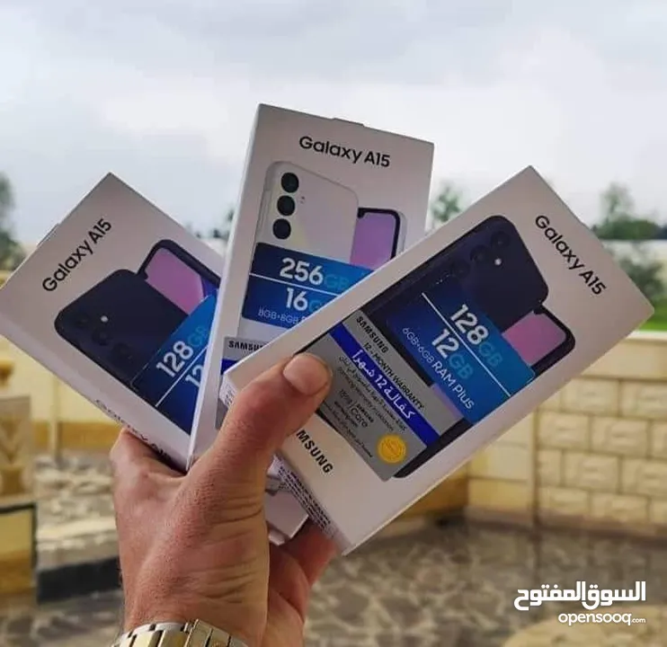 مشغل ايام Samsung A15 رام 8 و 12و 16 جيجا 128 و 256 أغرضة و الكرتونه الأصلية مكفول سنة متوفر توصيل
