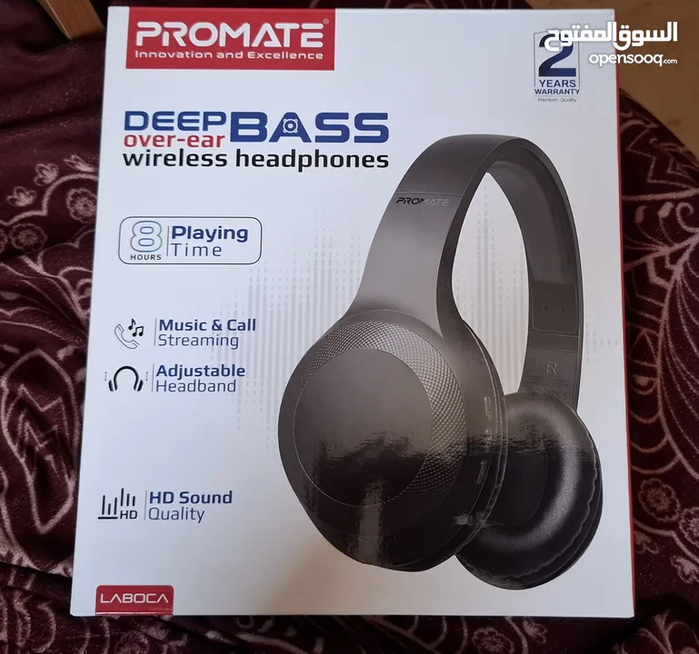 Promate Deep Bass Over-Ear Wireless Headphones/ سماعة جديدة