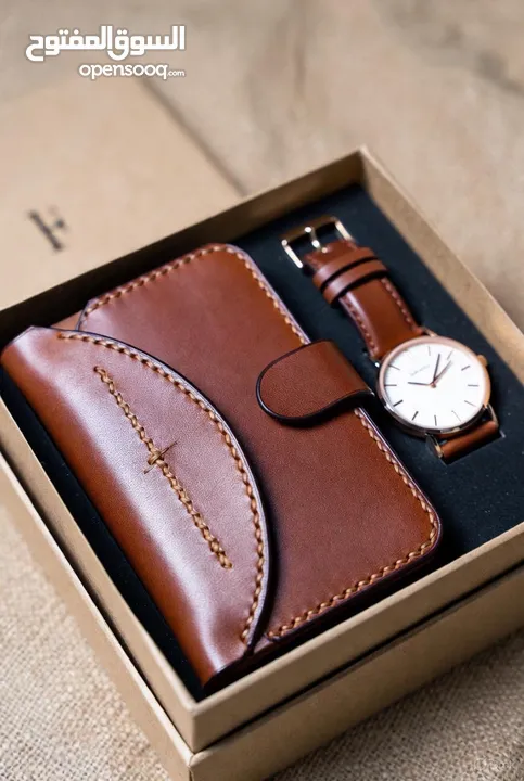 ساعة جلد اصلي يدوي