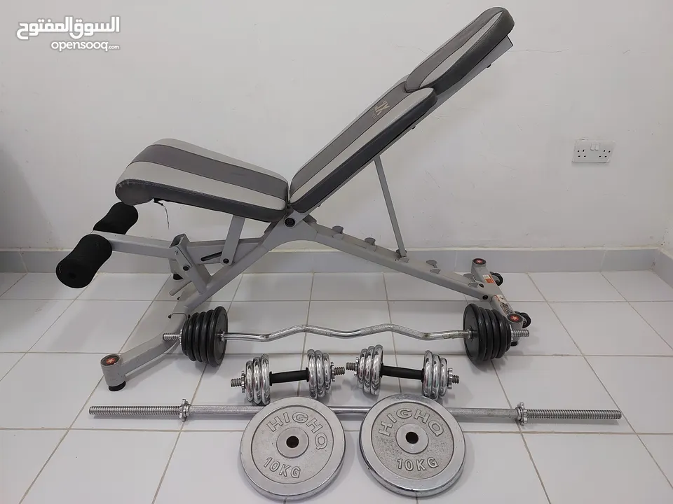 Bench + dumbbell + bar