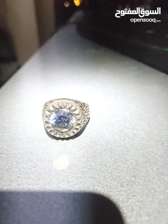 خاتم فضه 925 موزنايت حبة راهيه