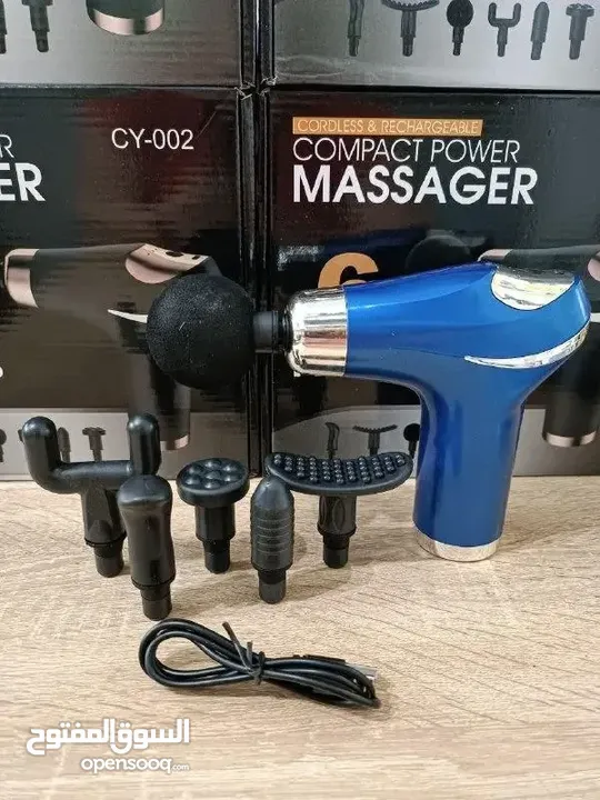 جهاز مساج Massage Gun فرد مسدس المساج الاحترافي  6 رؤوس 5 سرعات تدليك الجسم و العضلات رجاج