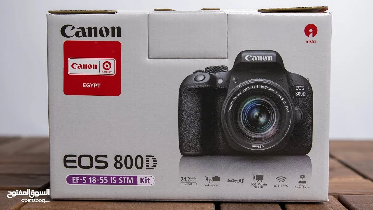 كاميرا كانون 800D  شاتر 2000صور بس   حاله فبريكه 100%  المشتملات
