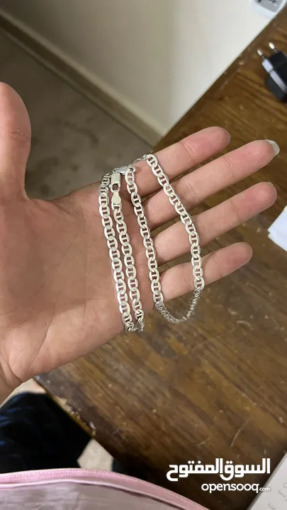 طقم سنسال وبلاك فضة للبيععع