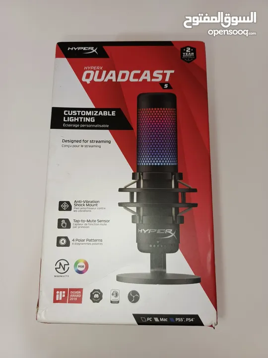 مايكروفون احترافي HyperX Quadcast S  مايك هايبر اكس كواد كاست اس (مجدد من الشركة و مختوم) (Renewed)