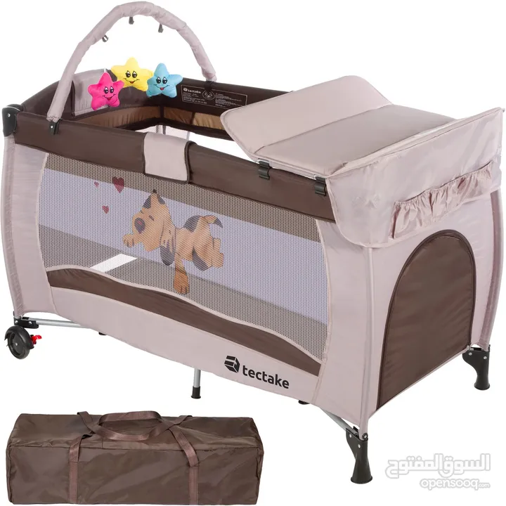 سرير السفر القابل للطي مع طاولة تغيير الحفاضات – الأمان والراحة في كل رحلة مع Island Toys