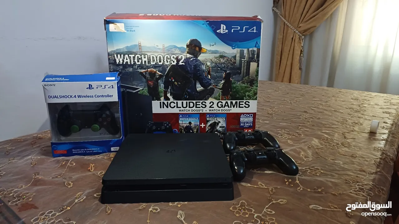 جهاز Ps4 slim 1000gb مع كرتونته +20