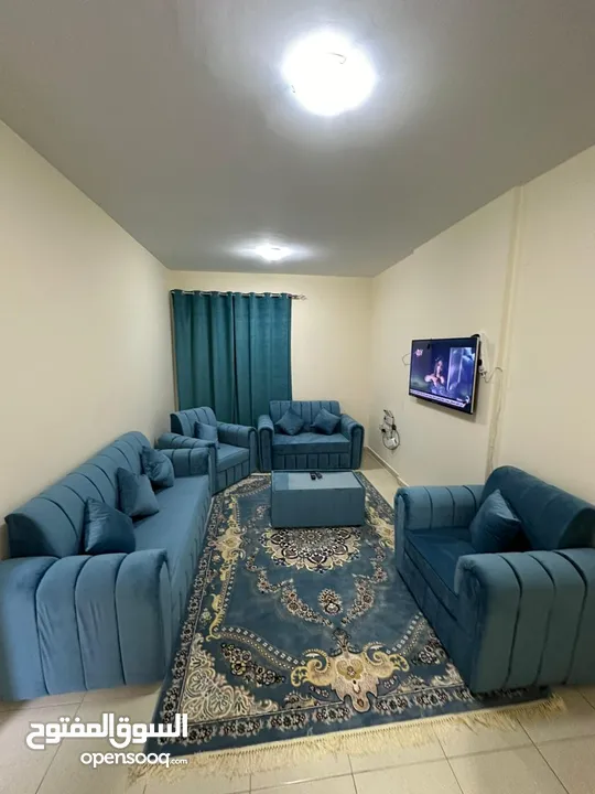 #غرفه وصالة لايجار الشهري المفروش في عجمان منطقه الراشديه #(ابراهيم)