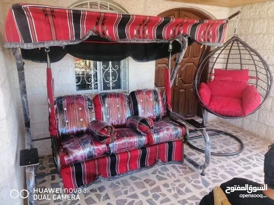 مرجيحه ثلاثية #ايطالي  جميع الالوان الفرش قماش وتربورف ضد الشمس والماء والعوامل الخارجية