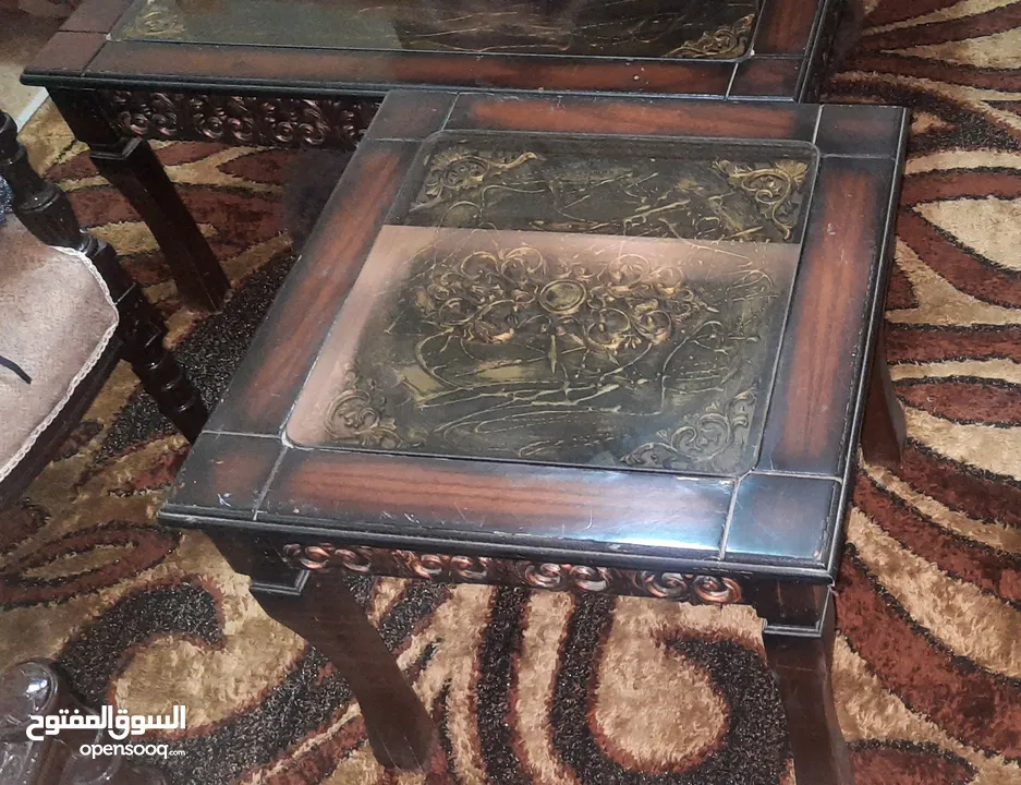 طربيزات حجم جامبو خشب ثقيل مع زجاج،