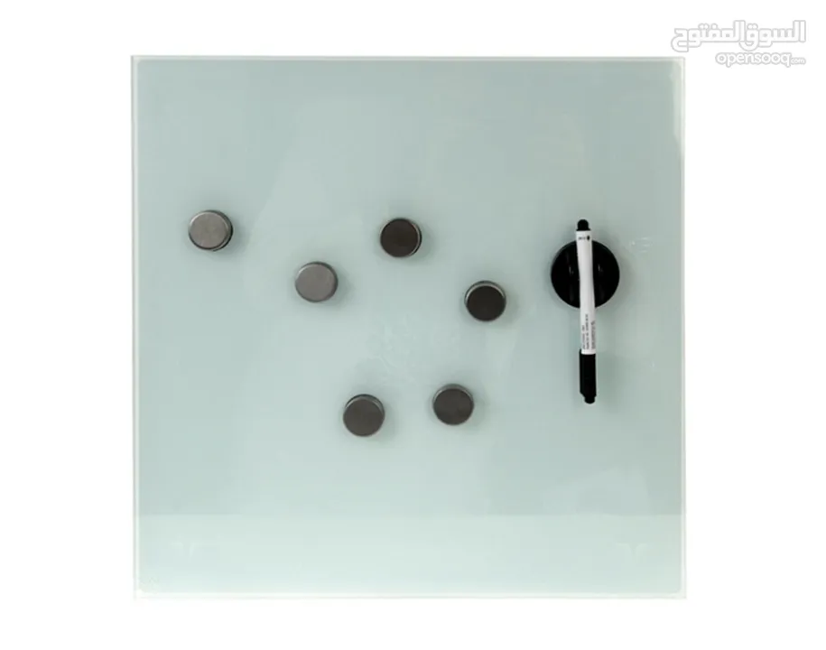 لوح مغناطيسي زجاجي 40 × 40 سم UNITED OFFICE أبيض معدني