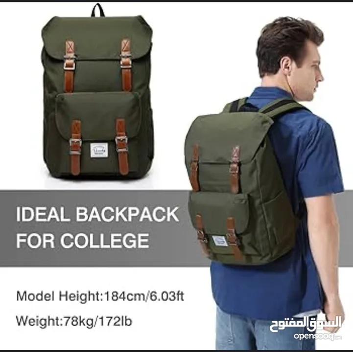 شنتة جديدة نخب اول backpack وارد اميركا لون جيشي حجم.كبير ضد الماء  مع جيبة داخلية لاب توب تستخدم لل