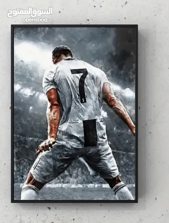 لوحة فنية ل كرستيانو رونالدو لاعب كرة القدم مع التوصيل