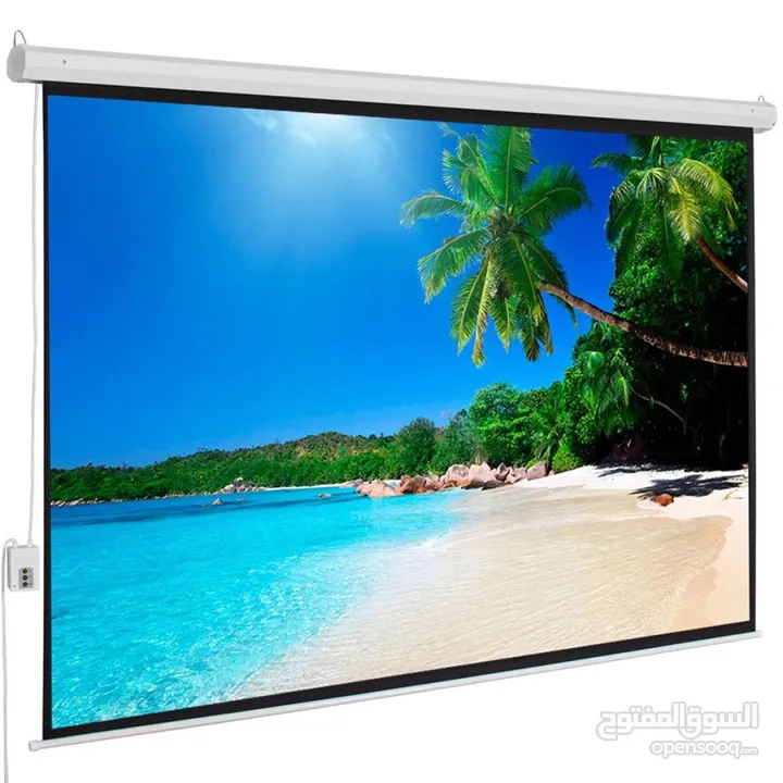 Motorized Projector Screen Wall Mount (240cmx240cm) with Remote شاشة بروجكتور مع ريموت