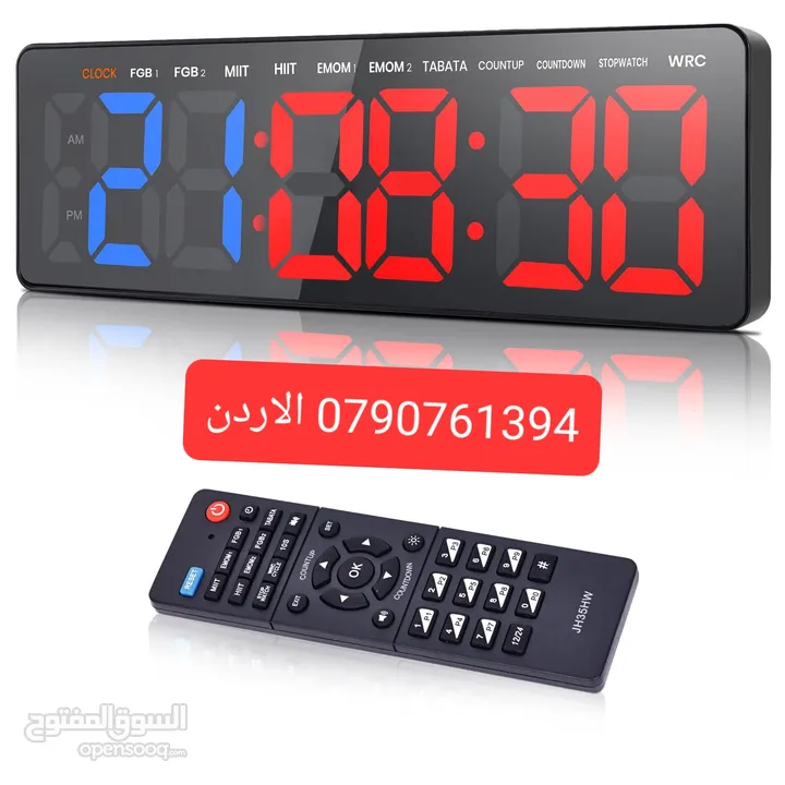 تايمر جيم مؤقت رياضي ساعات ديجتال صالات رياضية للياقة البدنية بشاشة كبيرة مع جهاز تحكم عن بعد لتماري