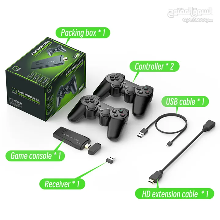 عرض 2 قطعة HD Gaming Kit with joysticks بلاي ستيشن الاطفال يحتوي على أكثر من 10 الف لعبه بجودة 4k