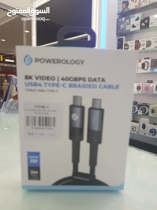 Powerology 8k video 40GBPS data Usb4 type-c to type-c braided cable 2m