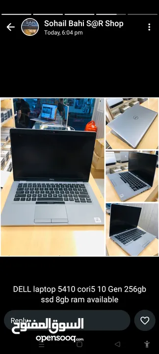 DELL laptop 5410 cori5 10 Gen 256gb ssd 8gb ram available