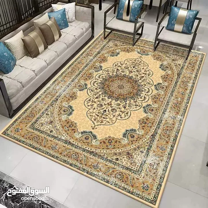 سجاد 5D modern أرضية جلد مانع للانزلاق والرطوبة ووجه مخمل قياس 180ب270 السعر 20 دينار شامل توصيل لجم