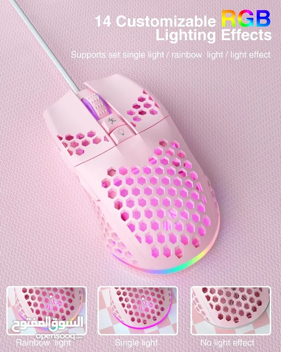 SOLAKAKA SM900 Wired Gaming Mouse with Honeycomb Shell USB ماوس سلكي للالعاب بألوان مختلفة