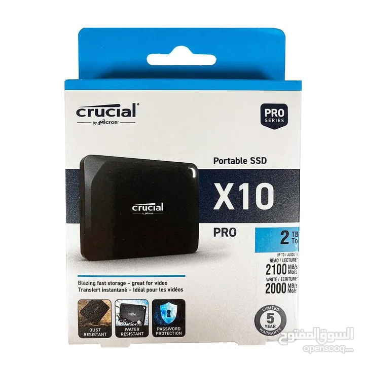 Crucial SSD 2TB X10 Pro 2TB USB 3.2 2100 MB / Second اسرع وافضل SSD