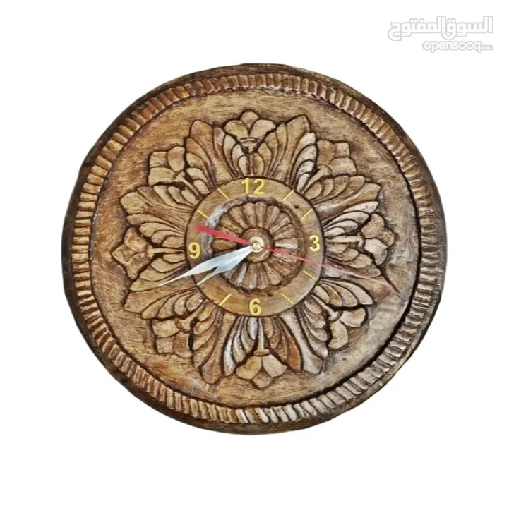 handmade flower design woodcarving clock