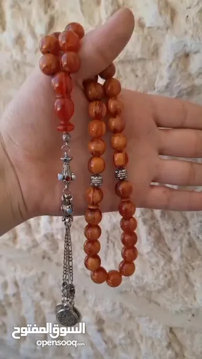 مسبحة مسكي ألماني أنتيك معرق مغلف خراطه يدوية زرف وزرف مقاس 13 ميل الوزن 52 غرام صافي للفخامة عنوان
