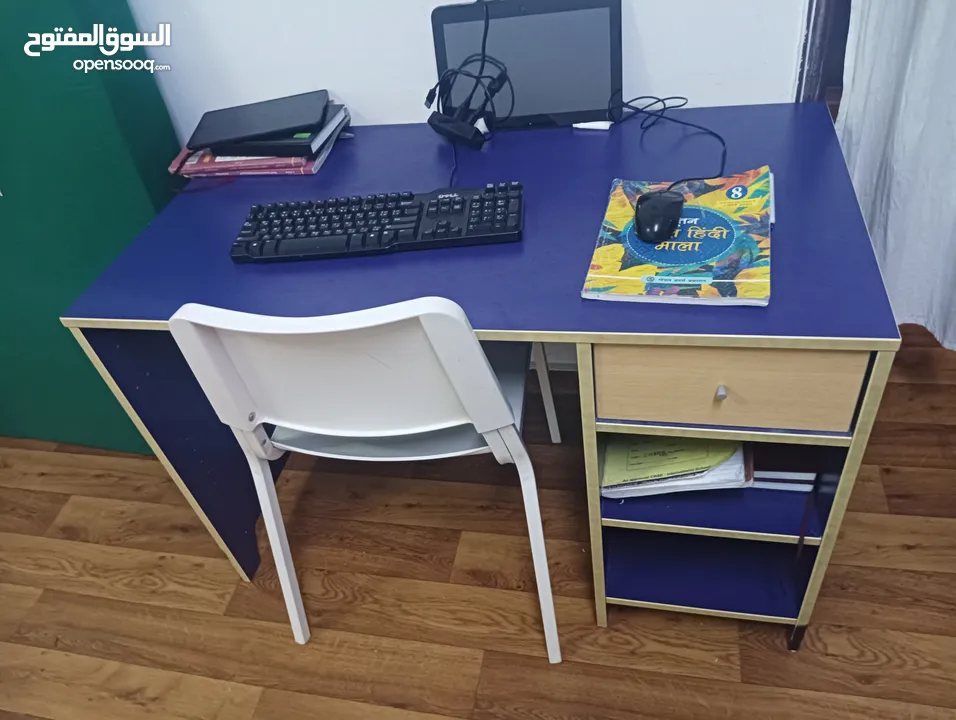 Ikea study table and  corner book shelf in good condition