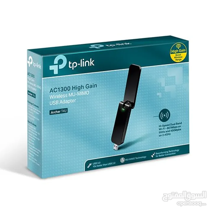 TP-Link 1300AC USB Wifi Adapter Archer T4U V3 /فلاشة واي فاي تدعم  سرعات عالية جدا مكفولة