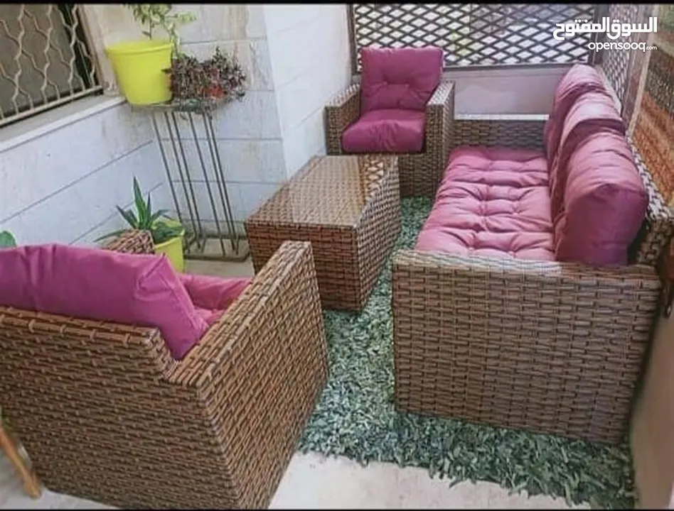 كنب رتان يتوفر خماسي 120 ويتوفر سباعي 170