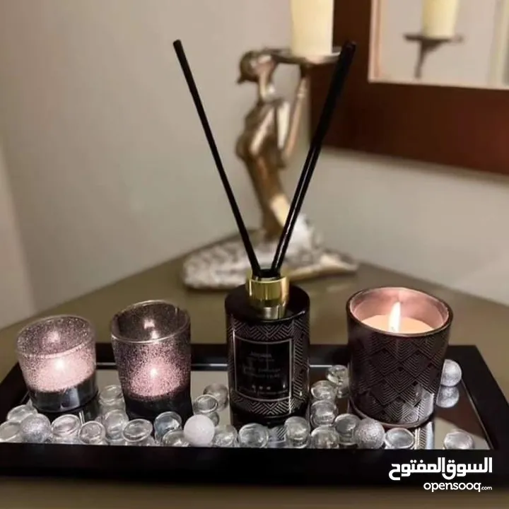 طقم شمع  وفواحه بزيت معطر