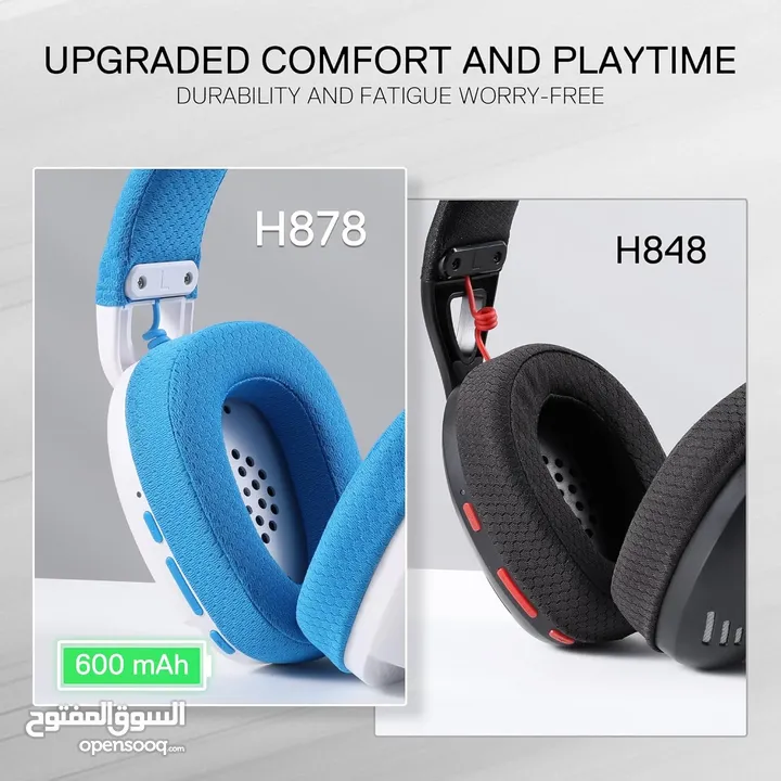 Redragon H878 3-Mode Wireless Blue Lighting Gaming Headset - Lightweight - 7.1 Surround Sound