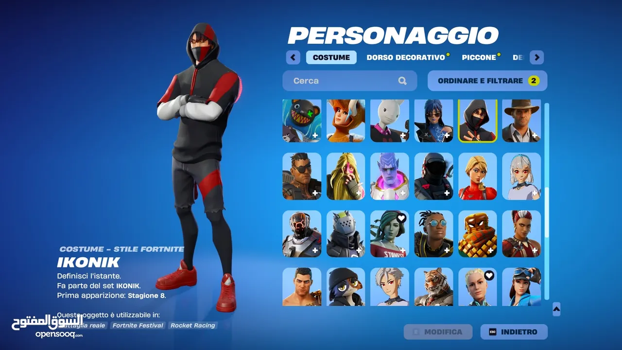 حساب فورت نايت يحتوي على سكن الآيكونك الحساب قابل للربط على جميع المنصات إكسبوكس، بلايستيشن، نينتندو