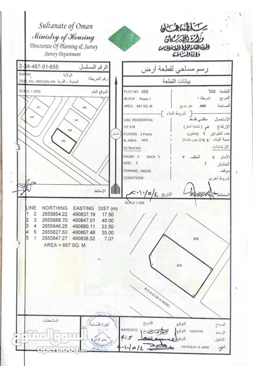أنا المالك / للبيع 3 قطع شبك بمساحة 2487 متر مربع في صحم / ديل ال عبدالسلام