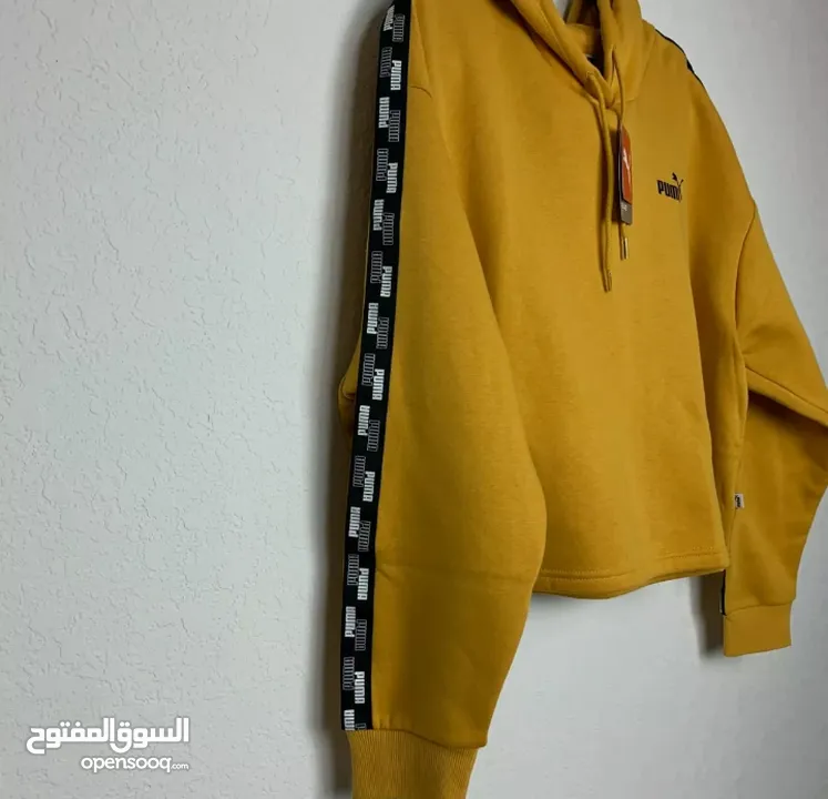 Puma Mustard Cropped Hoodie