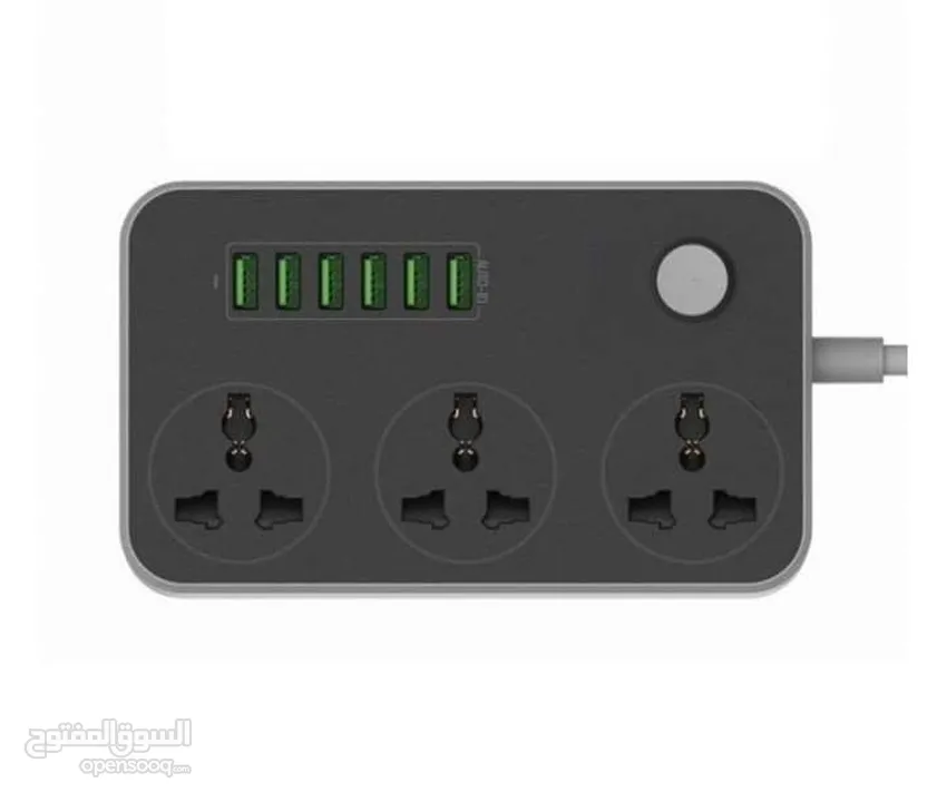 6 USB 3 POWER SOCKETتم توفير مطول كهرباء حديث في التصميم يوفر عليك إستهلاك مثلثات ومحولات الشحن