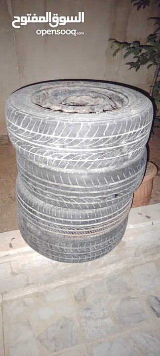 جنط حديد كامري او كورولا مقاس 15 مع طاسات اصلية